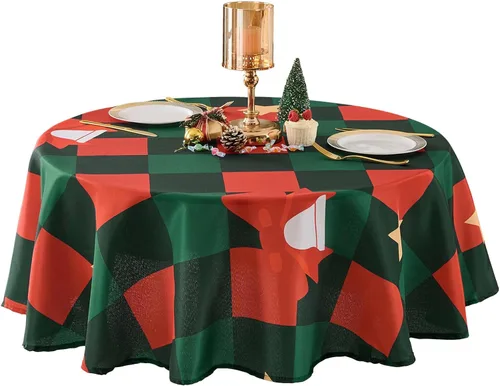 Miniatura 44 de Paquete de 2 manteles redondos de 90 pulgadas, manteles lavables de poliéster de lino decorativo para la mesa del comedor, banquetes, fiestas