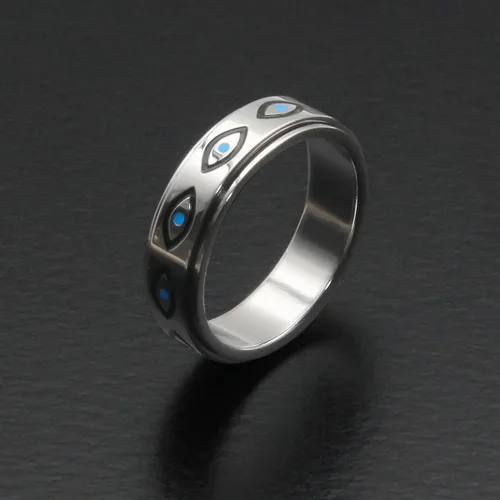 Miniatura 5 de Anillo de ansiedad para mujer, anillos giratorios: anillos giratorios de acero inoxidable de 0.236 pulgadas (0.236 in) con luna y estrella