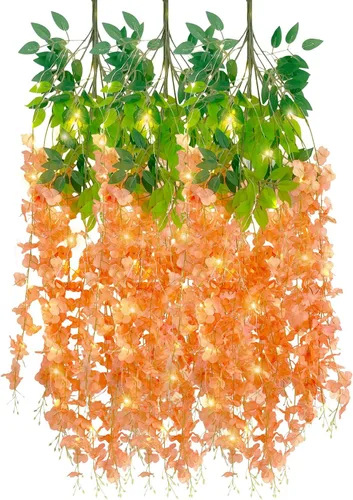 Miniatura 55 de Paquete de 12 guirnaldas de flores colgantes de glicina blanca, enredaderas de flores artificiales de 3.77 pies, glicinia falsa, guirnalda colgante