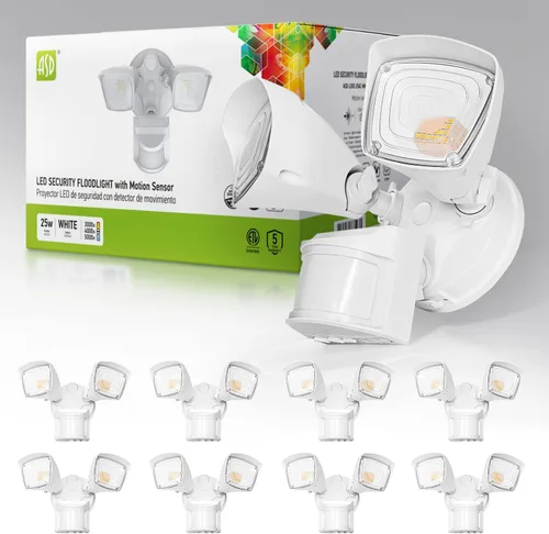 Miniatura 12 de ASD Luz LED de seguridad para exteriores de 25 W, 2500 lm, luz de inundación con sensor de movimiento, 3000 K/4000 K/5000 K, IP65 impermeable