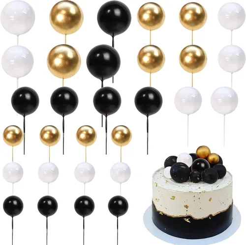 Miniatura 25 de Rsstarxi 30 piezas de mini globos y bolas de espuma para tartas – Insertos de pastel de bricolaje para bodas, aniversarios y decoraciones de fiesta