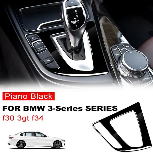 Miniatura 5 de Cubierta del panel de la palanca de cambios del interior del automóvil, accesorios adhesivos para BMW Serie 3 f30 3gt f34 2013-2017 (negro piano)