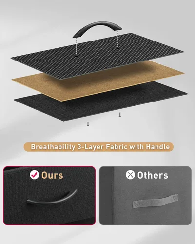 Miniatura 7 de Mifuro Cómoda alta para dormitorio con 6 cajones, torre organizadora de almacenamiento vertical, cómoda con cubos de tela, marco de acero, parte