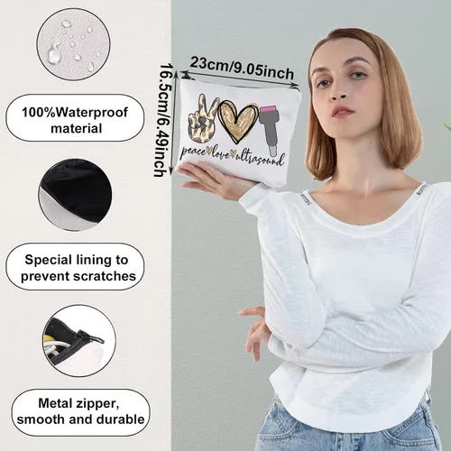 Miniatura 2 de WZMPA Sonography Tech - Bolsa de maquillaje cosmética para ecografía, regalo de ecografía, amor, ultrasonido, bolsa con cremallera para radiólogo