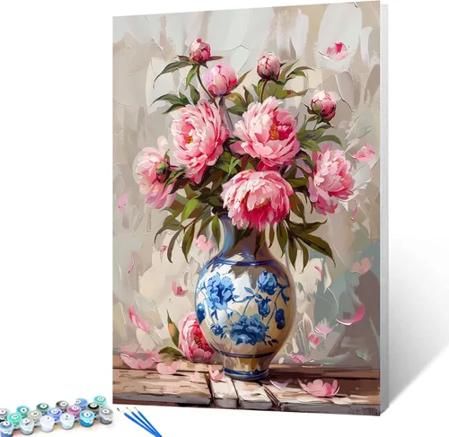 Miniatura 8 de Tucocoo Pinturas acrílicas para decoración de habitaciones, un ramo de flores, pintura por número para adultos, principiantes, estudiantes, amigos