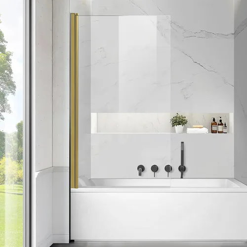 Puerta de ducha de bañera sin marco, puerta de ducha de baño de vidrio templado transparente de 30 pulgadas de ancho x 55 pulgadas de alto, pantalla