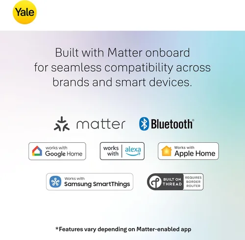 Miniatura 2 de Yale Cerradura Inteligente de Pestillo con Llave Ash con Google Matter, YRD510-MT1-ASH