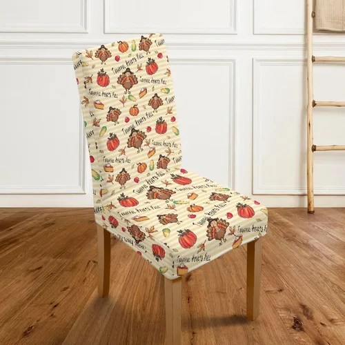 Miniatura 5 de Rnyleeg Thanksgiving Chair Covers for Living Room No Arms Turkey Pumpkin Stretch Dining Chair Covers Set of 6 Soft Washable Kitchen Chair Protector