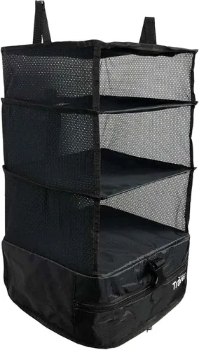 Grand Fusion Housewares Stow-N-Go - Organizador de equipaje y viaje artículos esenciales de viaje cubos de embalaje colgantes con estantes colgantes