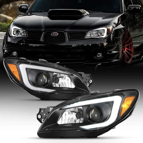 ACANII - Para [Solo modelo halógeno] 2006-2007 Subaru Impreza WRX faros delanteros de proyector LED de tubo en pareja izquierda+derecha