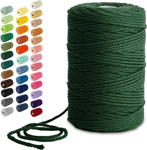 Miniatura 41 de Nook Theory - Cuerda de macramé de 3 mm, 220 yardas de cuerda de algodón, hilo de 4 mm y 5 mm, cuerda para manualidades, perfecta para colgantes