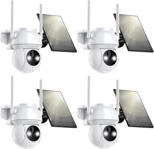 Cámara de seguridad solar inalámbrica para exteriores, sistema de cámara de seguridad para el hogar con visión nocturna a color 2K HD con visión de