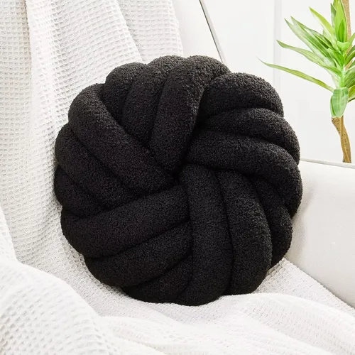 Miniatura 7 de Uvvyui Almohadas de Nudo, Almohadas Decorativas de 14 Pulgadas, Almohadas Redondas, Cojín Suave Hecho a Mano, Almohada de Bola Anudada, Cojín