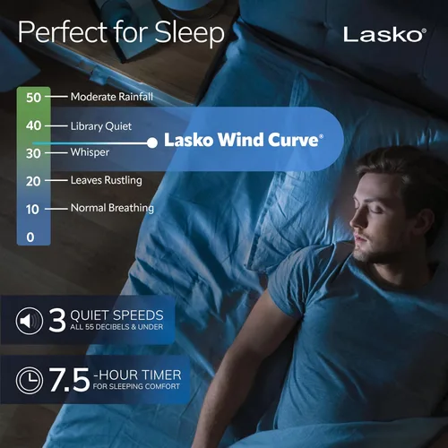 Miniatura 3 de Lasko Ventilador de torre oscilante con control remoto, ventiladores de piso silenciosos para dormitorio, 42 pulgadas, grano de madera y gris, T42954