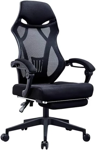 Miniatura 3 de Silla de oficina ergonómica de malla con respaldo alto, silla de escritorio, silla de malla con cojín grueso, suave y ajustable (negro)