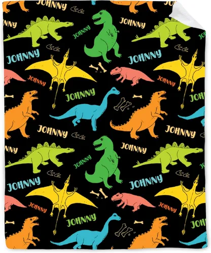 Miniatura 33 de Manta de franela de vellón de dinosaurio con nombre para niñas y niños recién nacidos, regalos personalizados, manta de forro polar suave