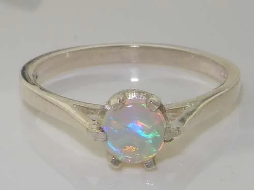Miniatura 5 de Anillo solitario de plata de ley 925 con ópalo natural para mujer, tallas 4 a 12