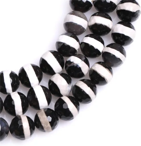 Miniatura 2 de Cuentas sueltas, gemas de ágata redondas facetadas naturales para realizar joyería a mano en grandes cantidades, bricolaje. Una tira: 15 pulgadas