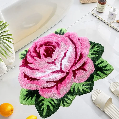 Miniatura 31 de UKELER Alfombras de baño con rosas rojas para baño, antideslizantes, absorbentes, alfombras de cocina, peludas, suaves, para dormitorio de niñas