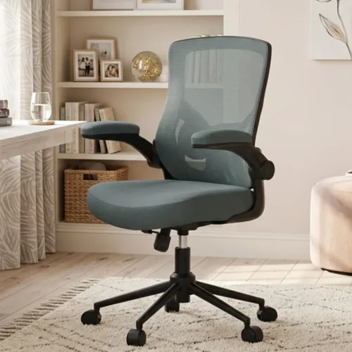 Miniatura 8 de Silla de oficina ergonómica, silla de escritorio de malla con respaldo alto con cojín de espuma moldeada, soporte lumbar ajustable, función de Negro