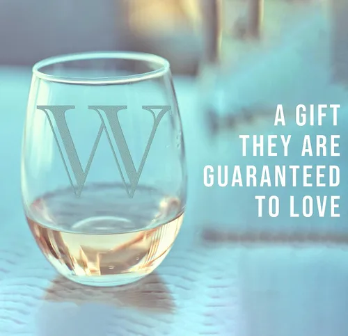 Miniatura 2 de Copa de vino grabada con monograma de 17 onzas sin tallo (letra A) A-Z, regalos personalizados para mujeres, copas de vino personalizadas, regalo