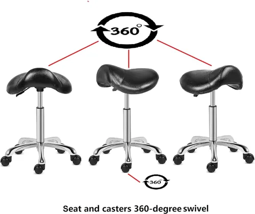 Miniatura 4 de Kaleurrier Taburete con ruedas para sillas de escritorio giratorias de cocina de salón Asiento de sillín; capacidad de peso de 350 libras; altura