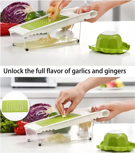 Miniatura 5 de NACOLUS Rallador de queso con contenedor, cortador de verduras 5 en 1, ralladores multiusos para cocina, rallador de caja fácil de limpiar