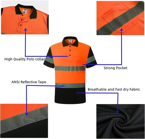Miniatura 4 de Camisa de seguridad para hombre, camiseta reflectante de alta visibilidad, de secado rápido, transpirable, suave