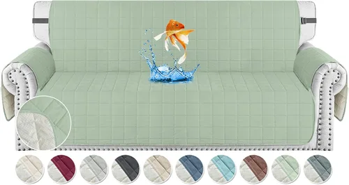 Miniatura 31 de MAXIJIN Fundas impermeables para sofá de 3 cojines, aptas para mascotas, fundas acolchadas para sofá de 69 pulgadas, lavables, protector de sofá