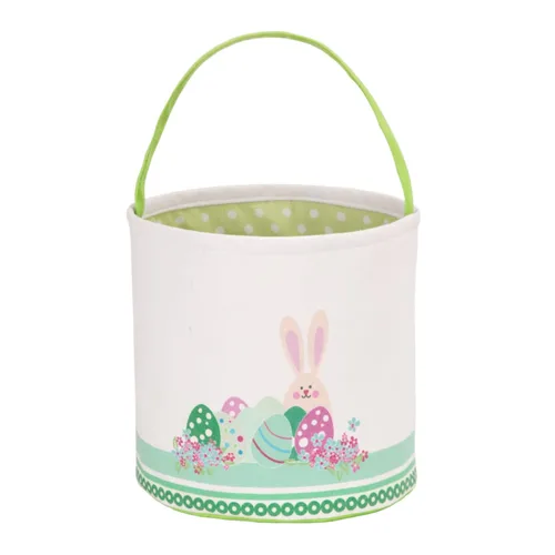 Miniatura 9 de LessMo - Canasta de conejito para huevos de Pascua, color púrpura, bonita, personalizable, de lona y algodón, canasta para búsqueda de huevos