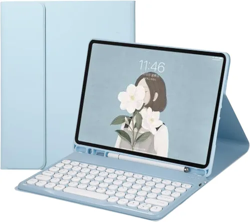 Miniatura 9 de Funda para teclado Fire HD 10 Plus/Fire HD 10 (11ª generación, versión 2021) Funda para teclado de color con llave redonda inalámbrica desmontable