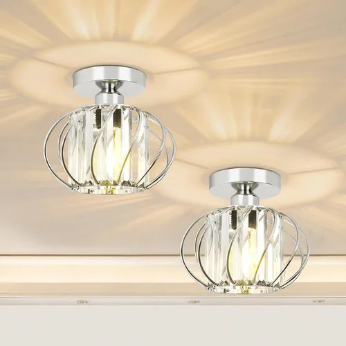 Miniatura 22 de FRIDEKO HOME Lámpara de techo semiempotrada - Lámpara de techo moderna de cristal, lámpara de techo moderna, accesorios de luz dorada para porche