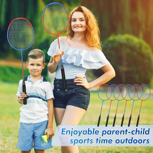 Miniatura 7 de Juego de 20 raquetas de bádminton con 24 volantes y 6 bolsas de transporte, raquetas de bádminton resistentes y ligeras para adultos principiantes
