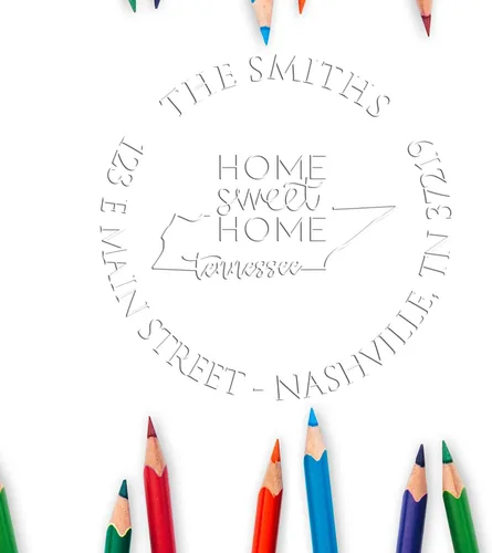 Miniatura 19 de Sello en relieve de dirección personalizado para nuevos propietarios de viviendas, sello redondo de 1-5/8 para dirección de casa, estampado