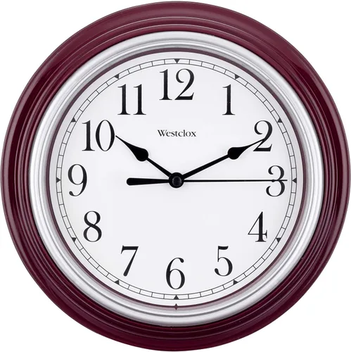 Miniatura 4 de Westclox Reloj de pared redondo con movimiento de cuarzo, diseño analógico contemporáneo, funciona con pilas para uso en interiores