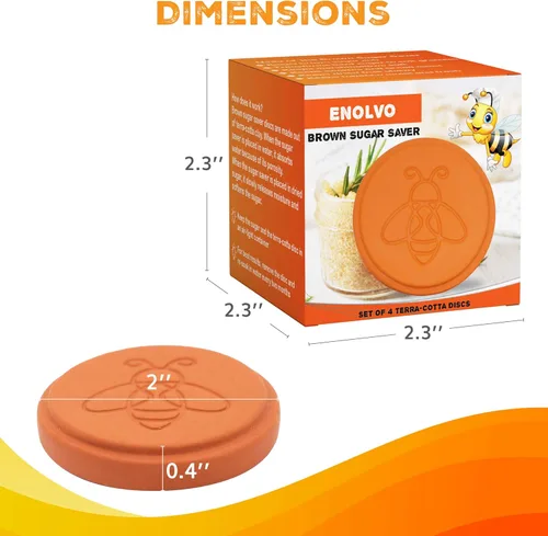 Miniatura 5 de ENOLVO Disco protector de azúcar moreno de terracota, disco para mantener la humedad de los alimentos en un recipiente de almacenamiento