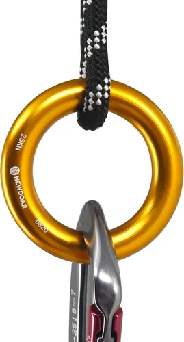 Miniatura 5 de NewDoar Rappel Ring 25kN Oro Grande O-Ring Cuerda Conector para Escalada Arborista Rescate Hamaca y Slackline oro 5 piezas