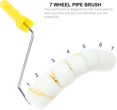 Miniatura 5 de TEHAUX Cepillo profesional para pintura de tuberías con 7 ruedas, herramienta de pintura de tubo ligero para tuberías de agua de gas natural, fácil