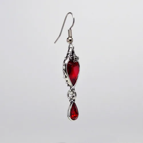 Miniatura 4 de Pendientes colgantes de corazón rojo con cristales austriacos, espinas y rosas, acabado plateado, Metal