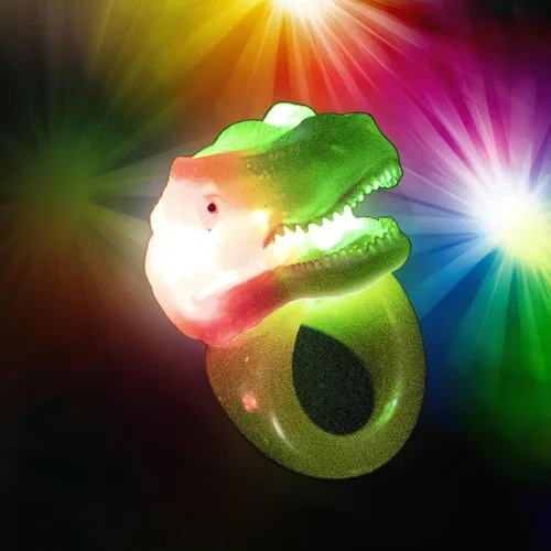 Miniatura 4 de Kangaroo Paquete de 12 anillos de dinosaurio con luz LED a granel, luces LED intermitentes coloridas para los dedos, recuerdos de fiesta