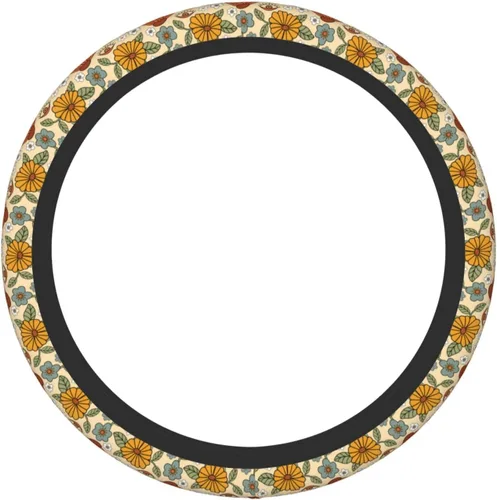 Miniatura 8 de Funda de volante vintage floral hippie de los 70, diseño de hongo retro, cubierta de volante de neopreno antideslizante para mujeres, hombres