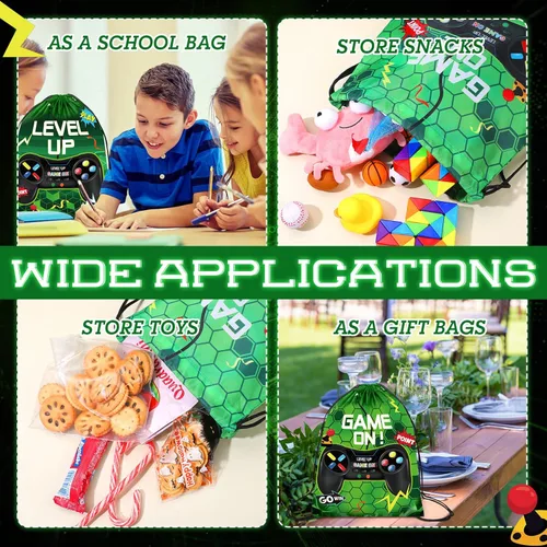 Miniatura 4 de Eccliy 20 piezas de bolsas de regalo para fiesta de videojuegos, bolsas de cordón de cumpleaños para jugadores, para niños, niños y niñas, 30 x 25
