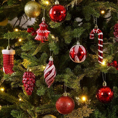 Miniatura 3 de Sattiyrch - Juego de adornos de bolas de Navidad de 76 quilates para árbol de Navidad, irrompibles con cajas de regalo, reutilizables, con caja