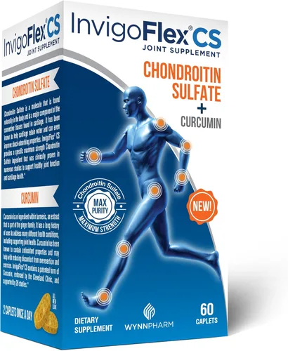 INVIGOFLEX CS - Sulfato de condroitina con curcumina de cúrcuma sin OMG para rodilla, mano, espalda y cadera, suplemento premium para articulaciones