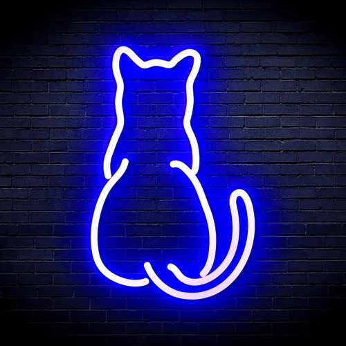 AdvPro Gato gatito trasero mascota Flex silicona LED neón signo - azul - st16s32-fnu0023-b
