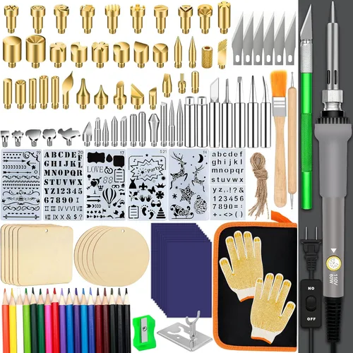 Miniatura 8 de Kit de combustión de madera, 110 piezas de herramienta de combustión de madera con temperatura ajustable de 200 a 788.0 °F, quemador de madera