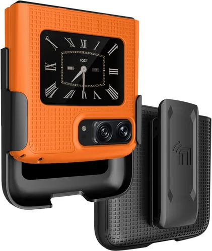 Miniatura 9 de Funda con clip para Motorola RAZR 2022 Flip Phone, Nakedcellphone [textura de cuadrícula] cubierta rígida delgada y [rotación/trinquete] funda