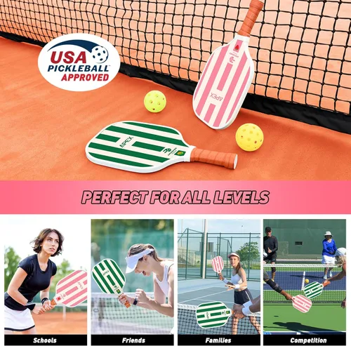 Miniatura 7 de Pickleball Paddles Set of 2/4, USAPA Approved Lightweight Fiberglass Pickleball Set with 4 Pickleballs, 1 Pickleball Sling Bag, Pickleball Gifts for