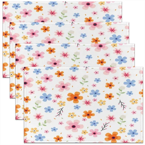 Miniatura 13 de jejeloiu Juego de 4 manteles individuales decorativos de hongos de 18 x 12 pulgadas, manteles individuales de mesa con diseño de hongos de dibujos