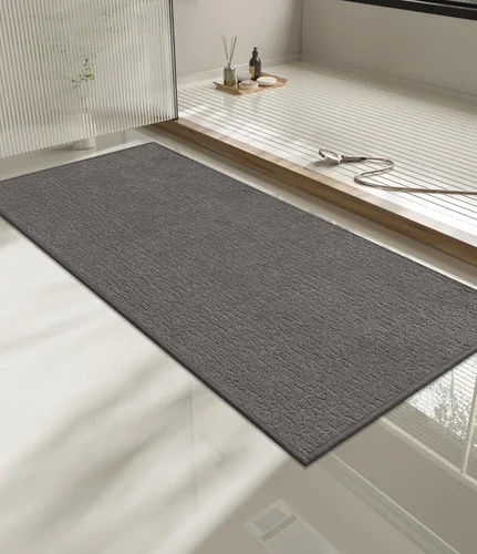 Miniatura 34 de Chakme Juego de 2 alfombras de baño ultrafinas, absorbentes, antideslizantes, lavables a máquina, color negro, 17 x 24 pulgadas / 17 x 30 pulgadas
